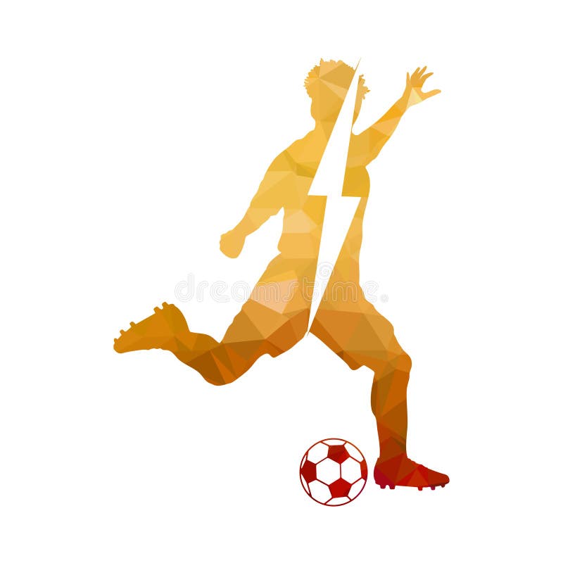 Dribbling Football. Soccer Player Running with the Ball. Neon