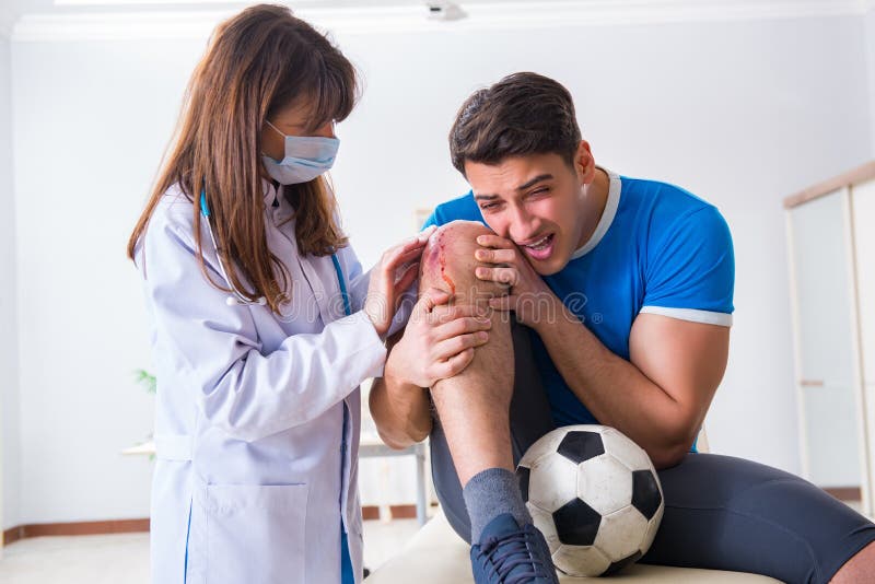 The Football Soccer Player Visiting Doctor after Injury Stock Image ...