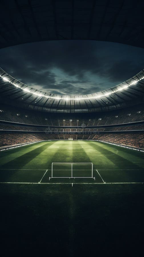 Football Stadium Pitch at Night. Generative Ai Stock Illustration ...