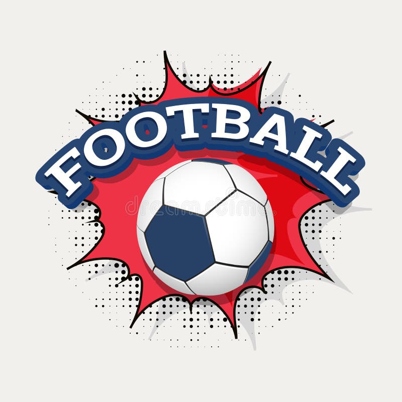 Football with Text on Popart Background. Stock Illustration