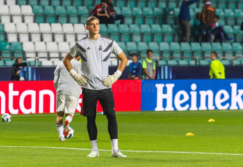 Footballer professionnel Andriy Lunin de Krainian images stock Footballer professionnel Andriy Lunin de Krainian images stock
