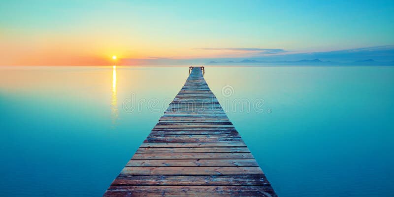 Footbridge sea beach meditation journey calm hormone sunset sea yoga