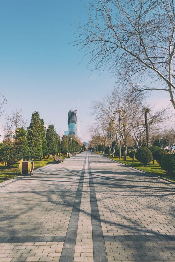 Footpath in Baku boulevard stock photo