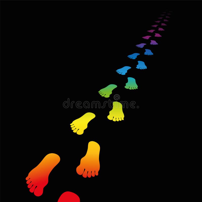 Footprint Rainbow Gradient Black stock illustration