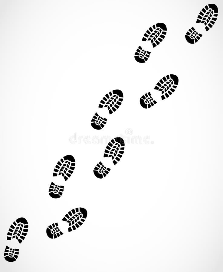 Footprint Trails. Bare Feet Human Footsteps, Funny People Foot Steps