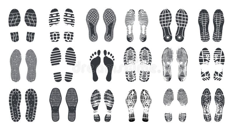 Footprint Steps. Barefoot, Sneaker and Shoes Footstep with Grunge Texture  Stock Vector - Illustration of print, imprinting: 156918688