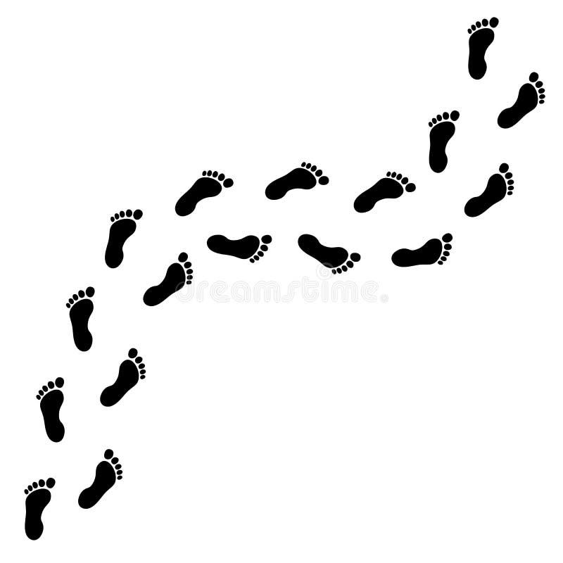 The footprint trail of man - vector royalty free illustration