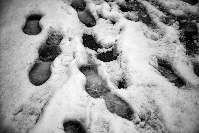 Footprints in snow stock image. Image of activity, shoe 177157079