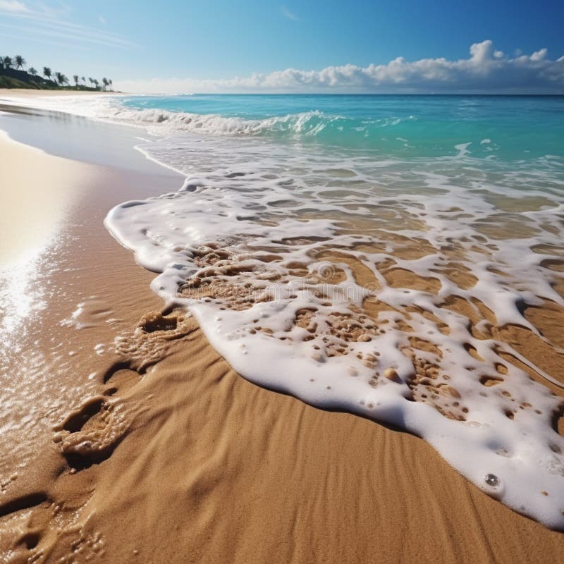 Footprints On Ocean Sandy Beach For Social Media Post Size