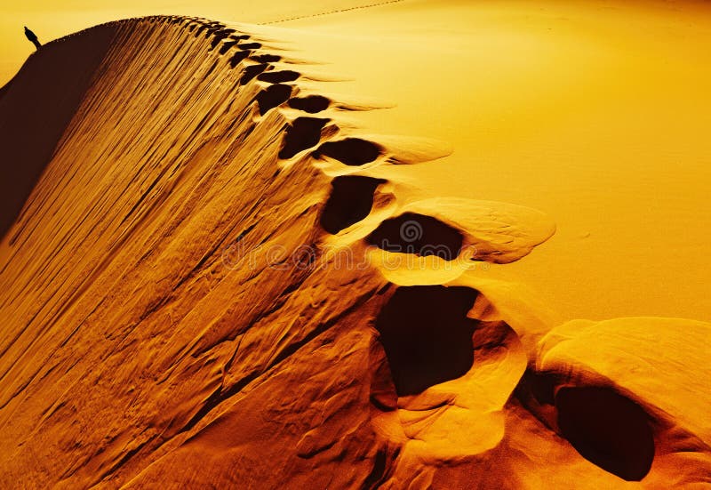 Footprints on sand dune