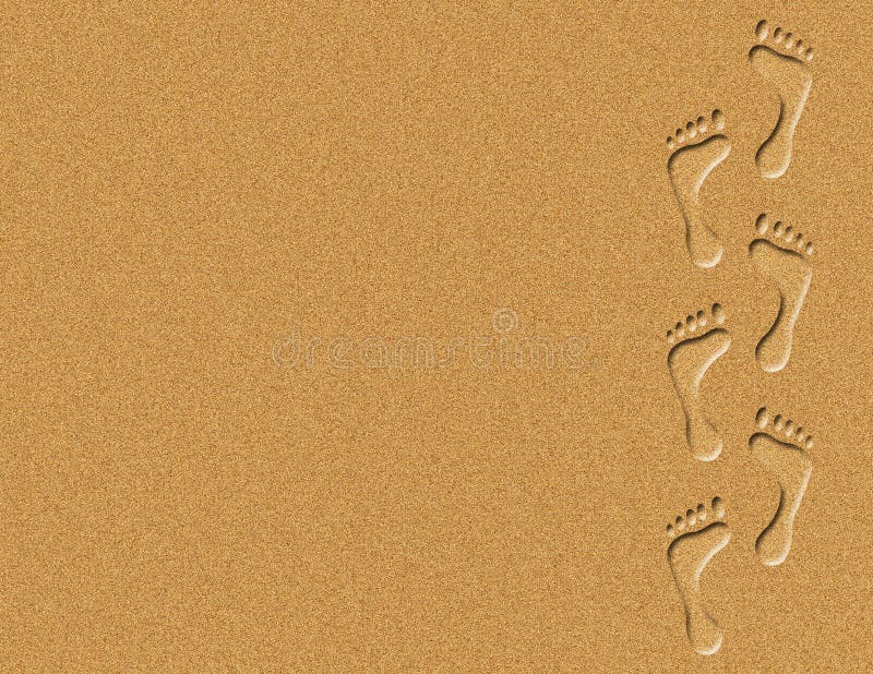 Illustration of footprints walking across the sand. Illustration of footprints walking across the sand