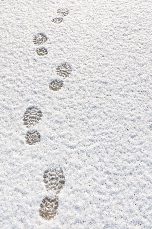 Footprints in the Snow Background Stock Image Image of single