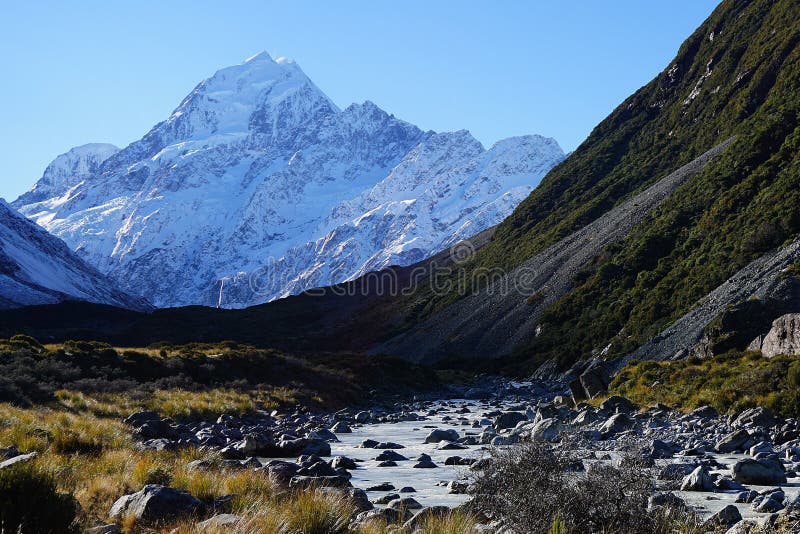 Footsteps of Lord of the Rings: Mount Cook New Zealand stock photo Footsteps of Lord of the Rings: Mount Cook New Zealand stock photo