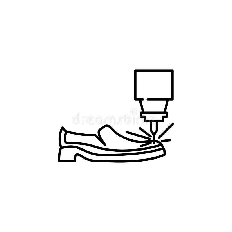Footwear production icon. Element of laser application in production for mobile concept and web apps illustration. Thin line icon royalty free illustration