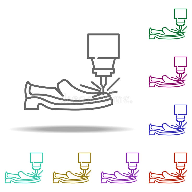 Footwear production icon. Elements of Laser in multi color style icons. Simple icon for websites, web design, mobile app, info stock illustration