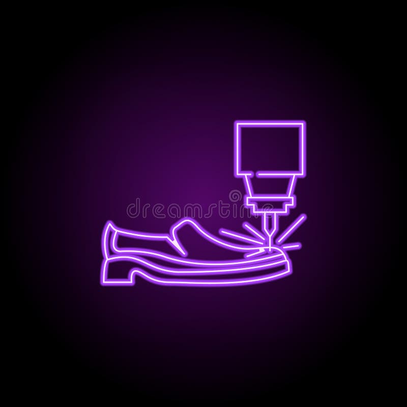 Footwear production icon. Elements of Laser in neon style icons. Simple icon for websites, web design, mobile app, info graphics stock illustration