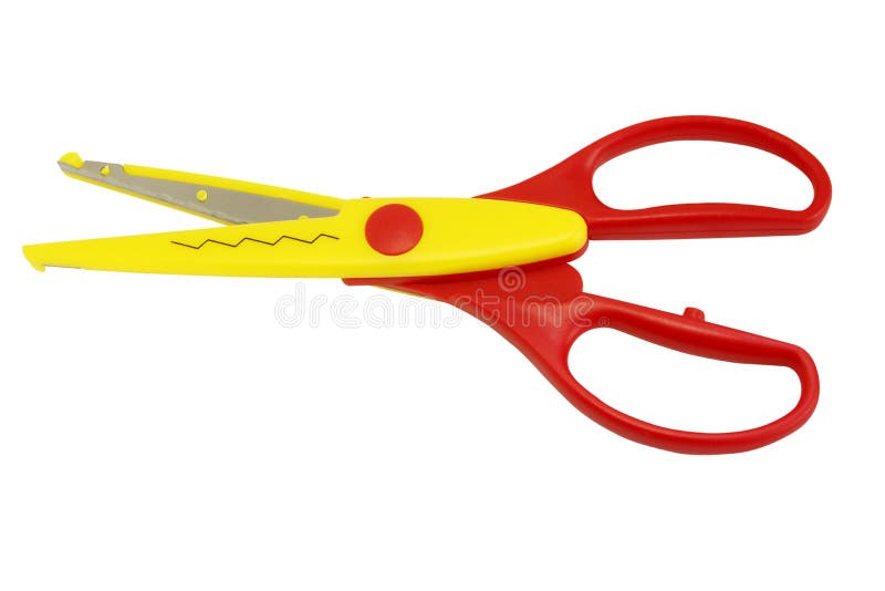 Forbici per il lavoro del mestiere isolato su fondo bianco, tagli di dentellatura di zigzag fotografia stock libera da diritti Forbici per il lavoro del mestiere isolato su fondo bianco, tagli di dentellatura di zigzag fotografia stock libera da diritti
