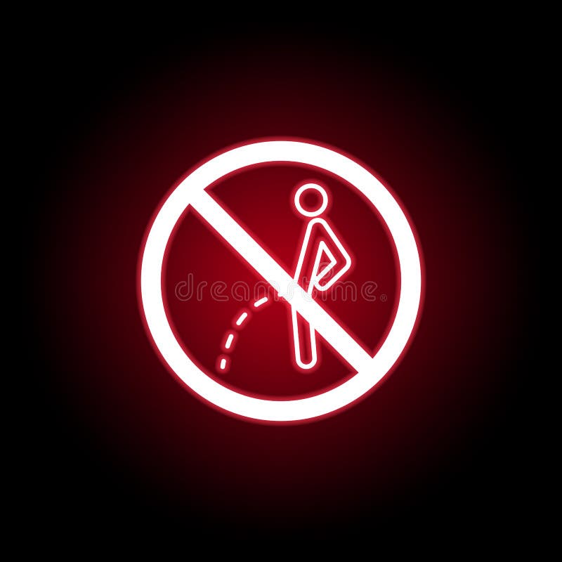 Forbidden pissing icon in red neon style. Can be used for web, logo, mobile app, UI, UX royalty free illustration