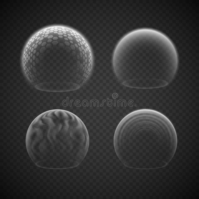 Force Field Set Isolated on Transparency Grid Stock Vector