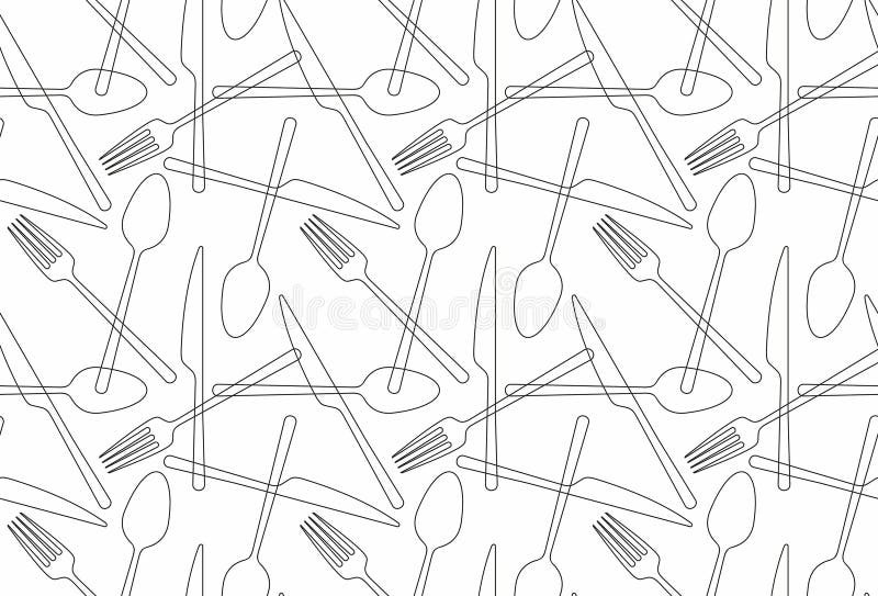 Forcella senza cuciture del modello, cucchiaio, coltello illustrazione vettoriale Forcella senza cuciture del modello, cucchiaio, coltello illustrazione vettoriale