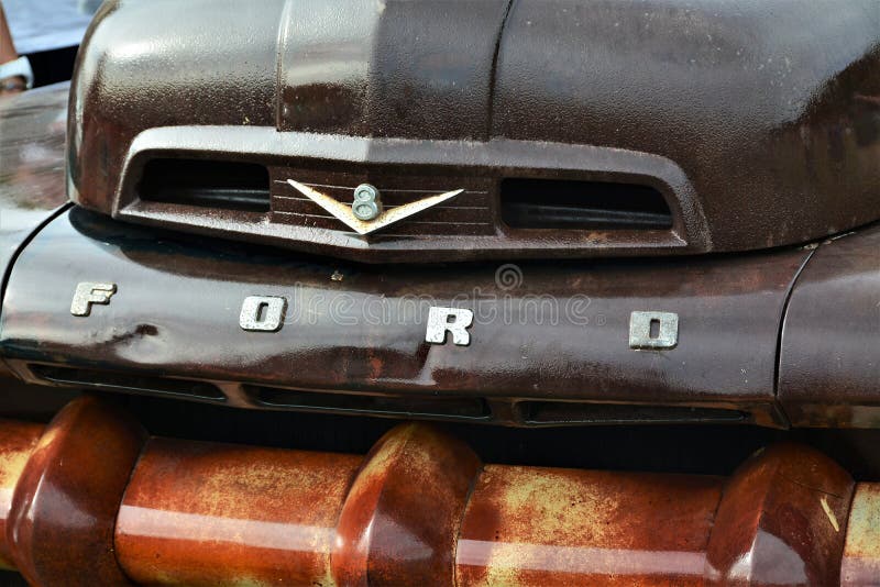 A 1951 Ford F1 V8 pickup truck at the parade of old cars in Campu Cetatii - Romania