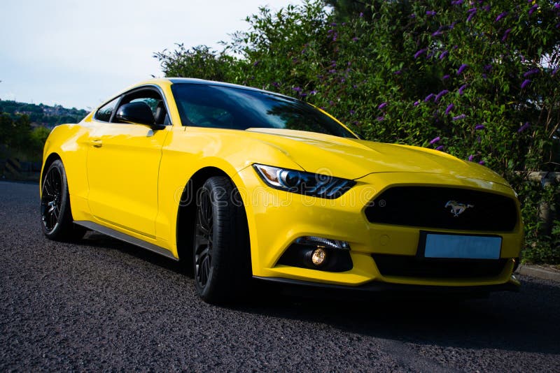 2017 Ford Mustang - Triple Yellow Editorial Stock Photo - Image of