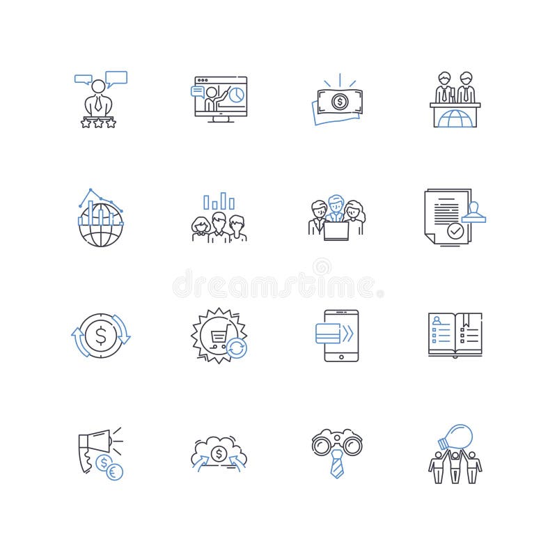 Foreign Bank Line Icons Collection. Globalization, Capital, Investment ...