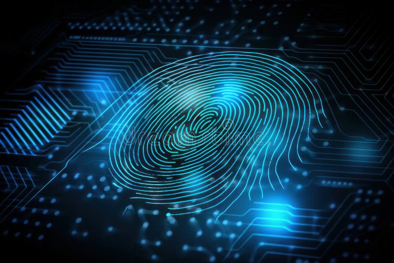 Forensic Fingerprint Scan Technology with LED Light and Unique Pattern Stock Illustration