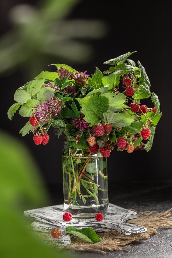 Forest berries with leaves on rustic background royalty free stock photos Forest berries with leaves on rustic background royalty free stock photos