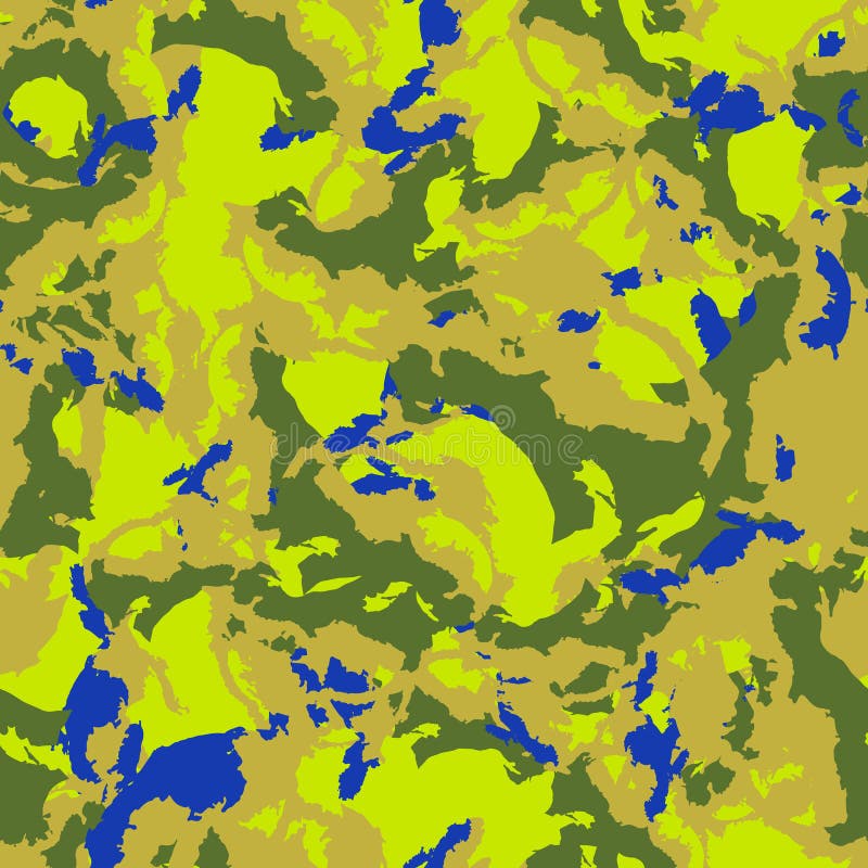 Forest Camouflage of Various Shades of Yellow, Green and Blue Colors ...