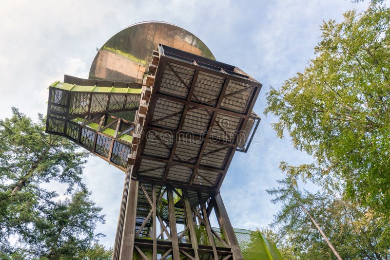 Forest of Dutch national park Veluwe with watch-tower