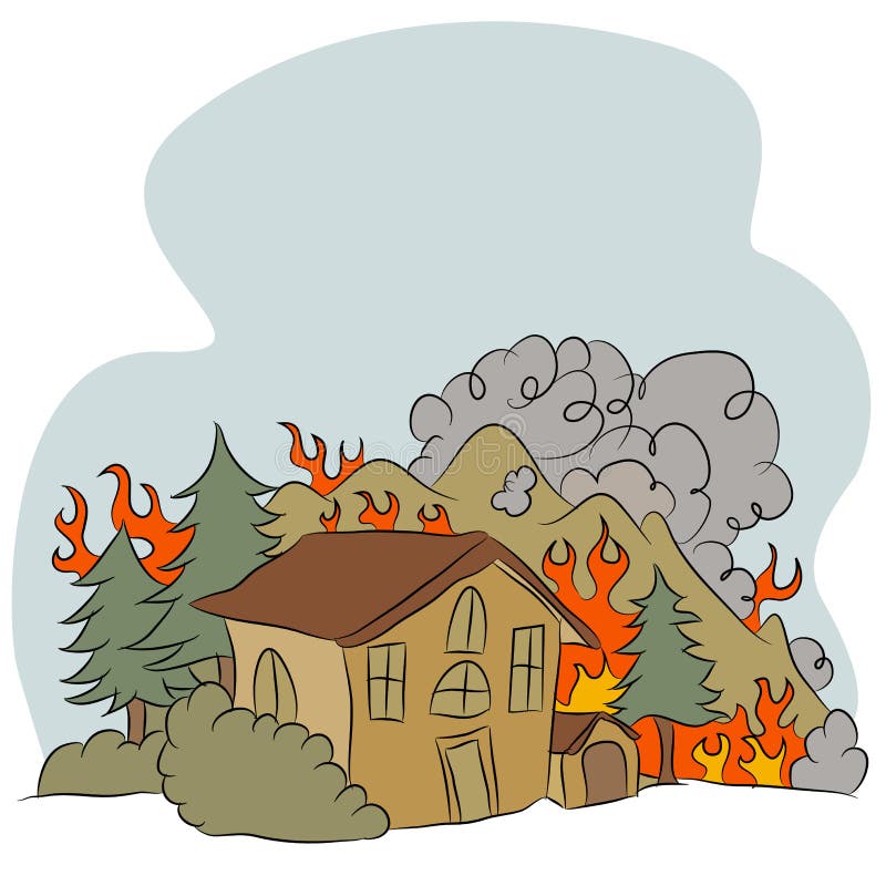 Forest Fire AI Generated Illustration Stock Illustration - Illustration ...