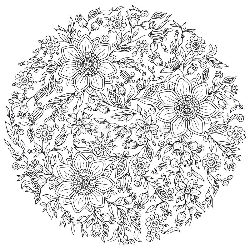 Forest Flowers. Vector Coloring Book Pages Stock Illustration ...