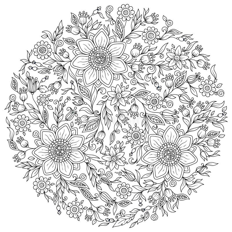 Forest Flowers. Vector Coloring Book Pages. Stock Vector - Illustration ...