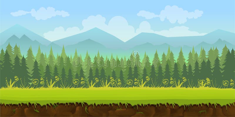 Forest Game Background 2d Application Stock Vector - Illustration of  background, bushes: 73706218