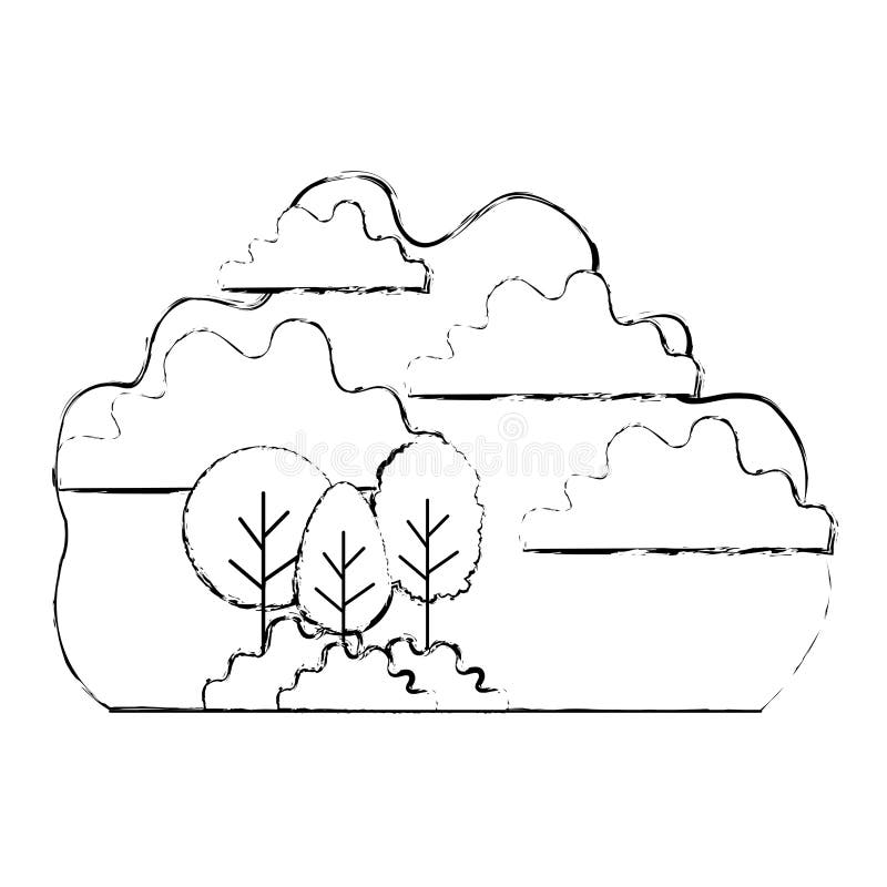 Forest Landscape with Sky Scene Stock Vector - Illustration of hill ...