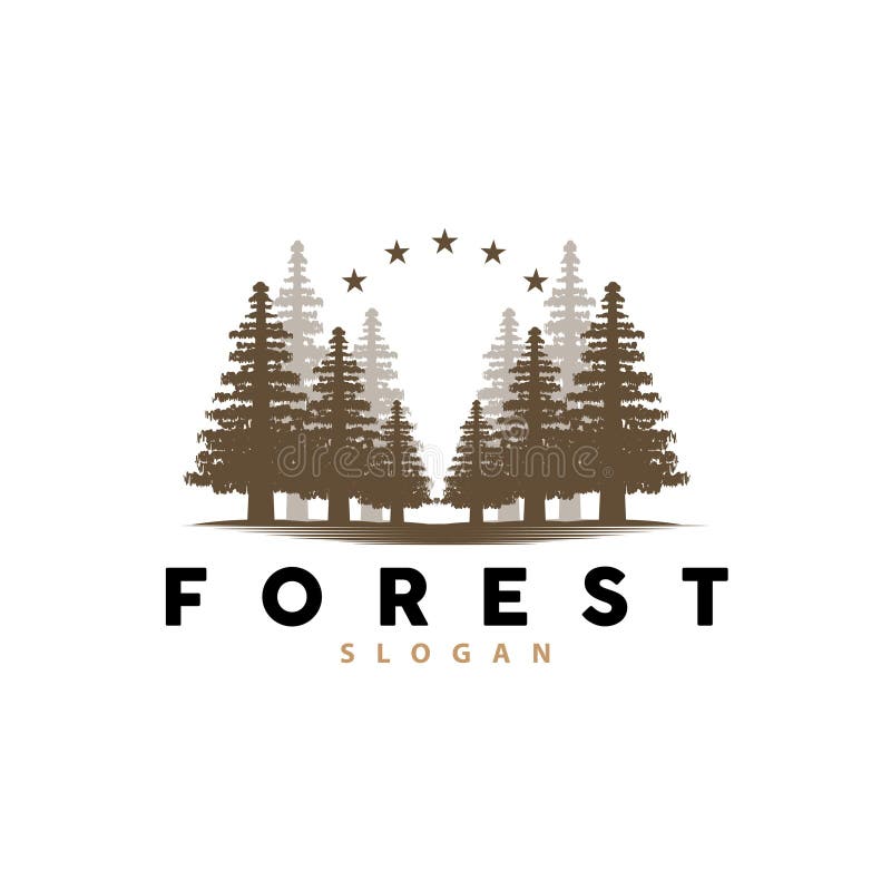 Forest Logo, Vector Forest Wood with Pine Trees, Design Inspirational