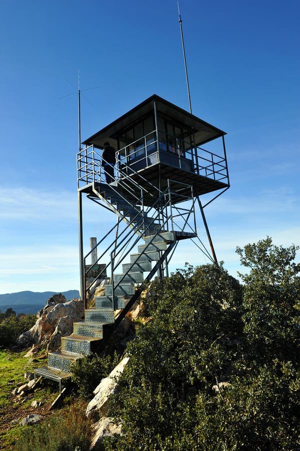 Forest lookout tower in Sierra Madrona, Ciudad Real province, Spain