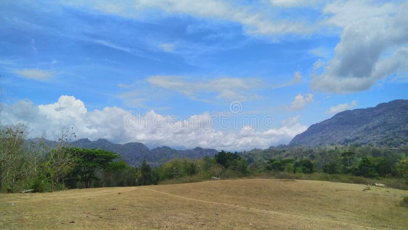 Asalaitula forest and Mundo Perdido mountain with blue sky during sunny day, Timor-Leste royalty free stock photos