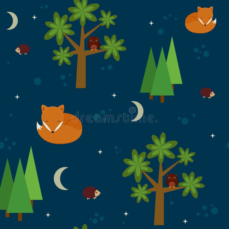 Forest night seamless wallpaper