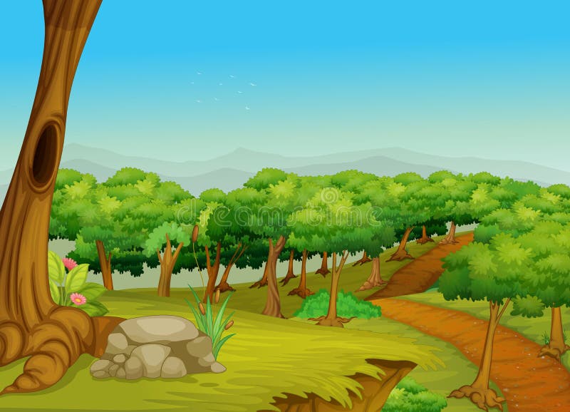 Forest path vector illustration Forest path vector illustration