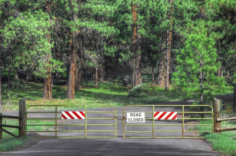 Forest Road Closed stock image. Image of chain, closed 33356625