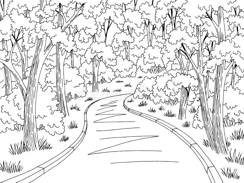 Forest Road Graphic Black White Landscape Sketch Illustration Vector Stock Vector Illustration Of Tree Landscape Forest Road Graphic Black White Landscape Sketch Illustration Vector Stock Vector Illustration Of Tree Landscape