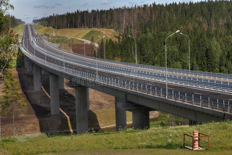 Forest road and unfinished bridge in the Leningrad region, Prioz