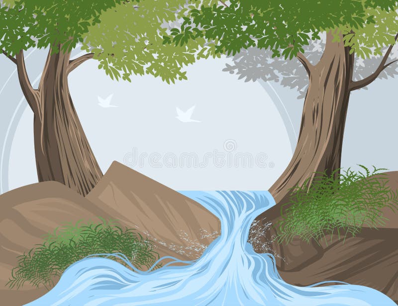 Forest scenery vector nature background