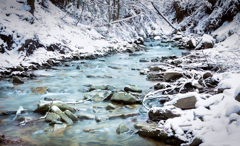 Forest Stream no inverno fotografia de stock royalty free Forest Stream no inverno fotografia de stock royalty free