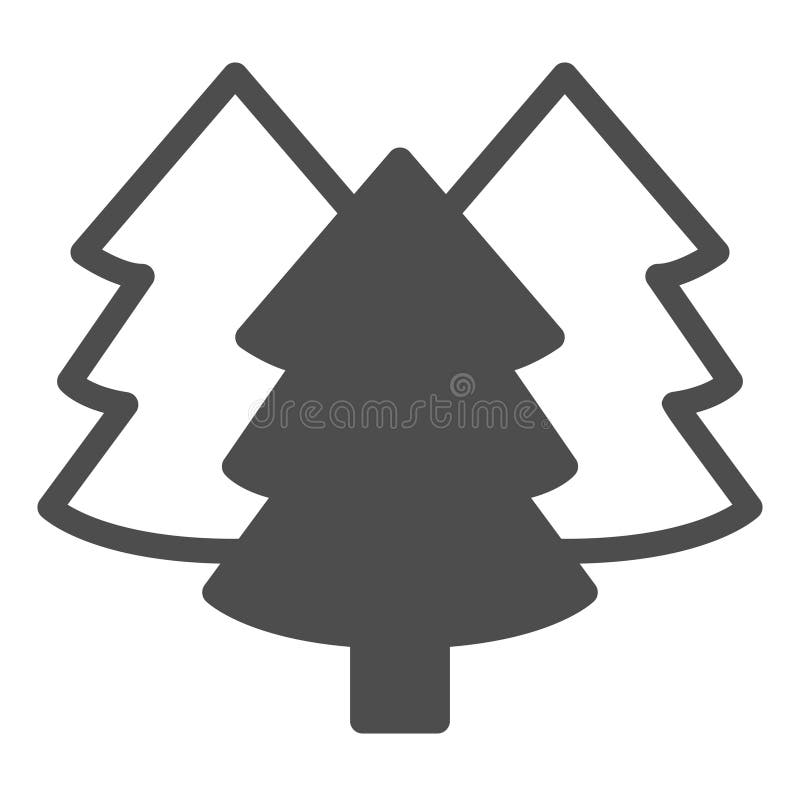 Forest trees solid icon, merry christmas concept. Vector graphics. Fir tree group sign on white background, glyph style royalty free illustration