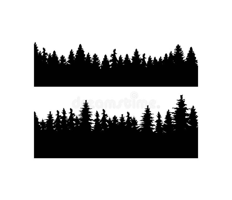 Download Forest Trees. Vector Silhouette Of Detailed And Seamless ...