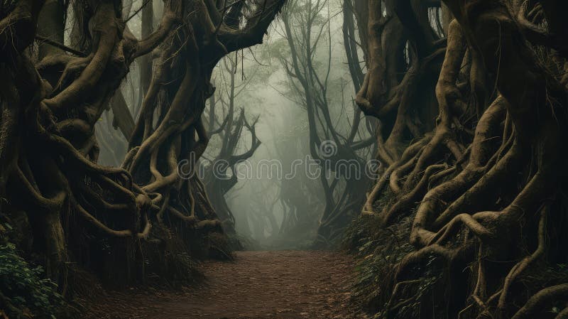 Forest twisted trees royalty free illustration