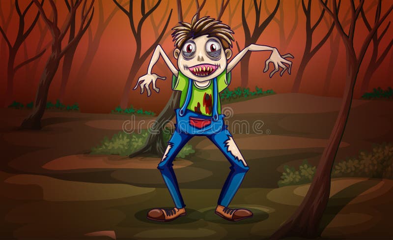 A forest with a zombie stock vector. Illustration of trunks - 44867859